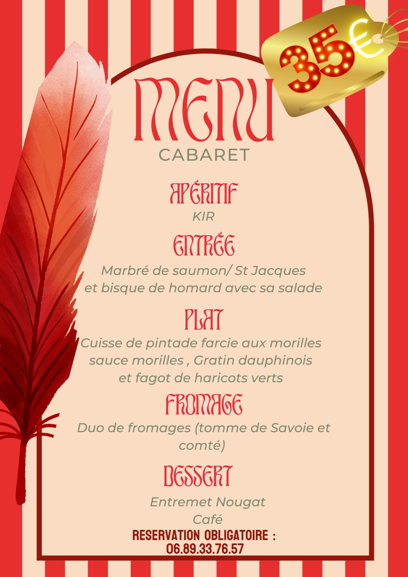 menu diner cabaret