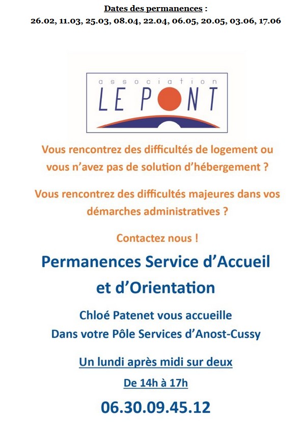 permanences le pont accueil orientation