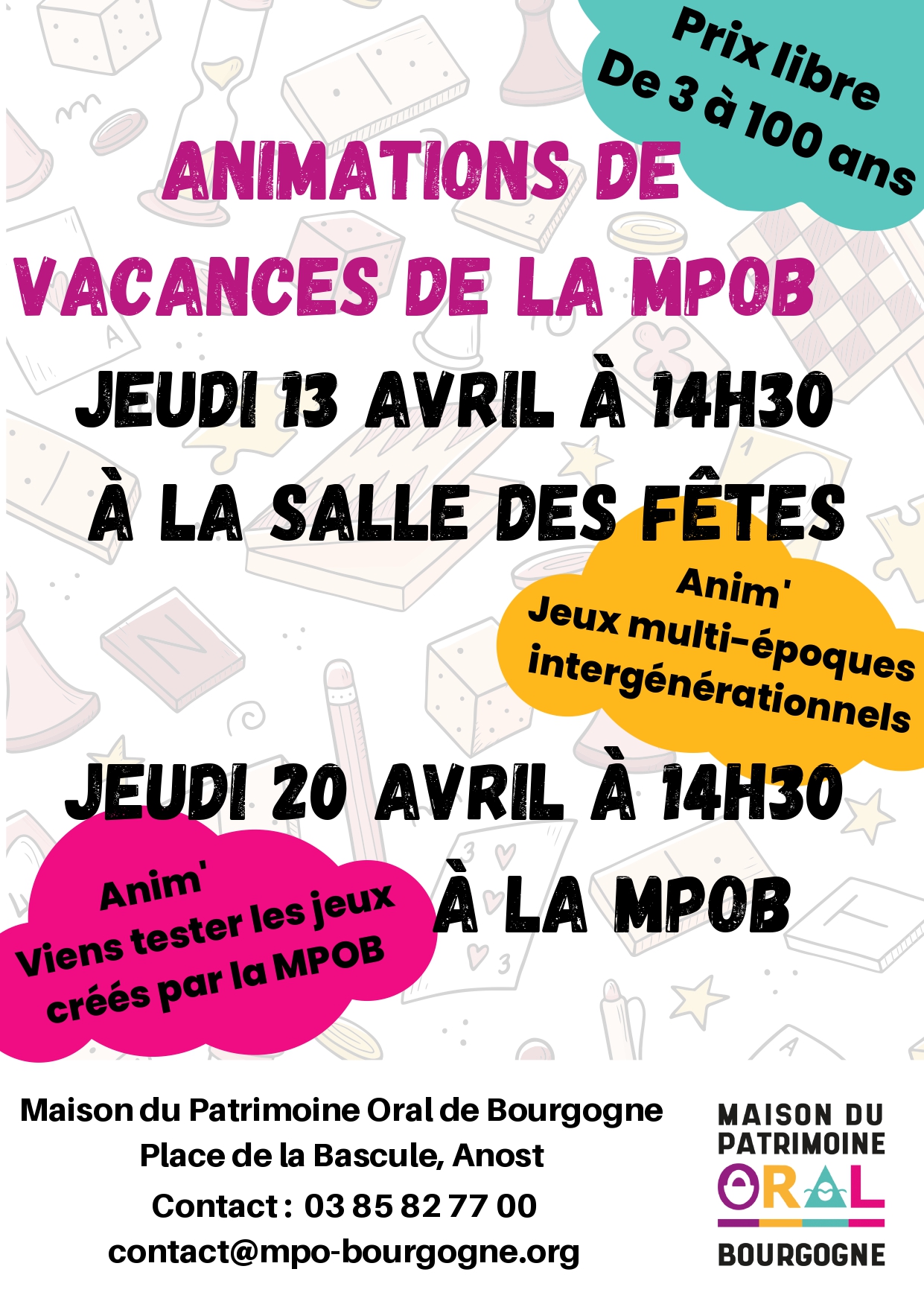 animations vacances de la mpob